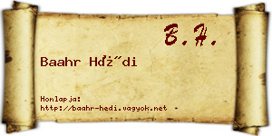 Baahr Hédi névjegykártya